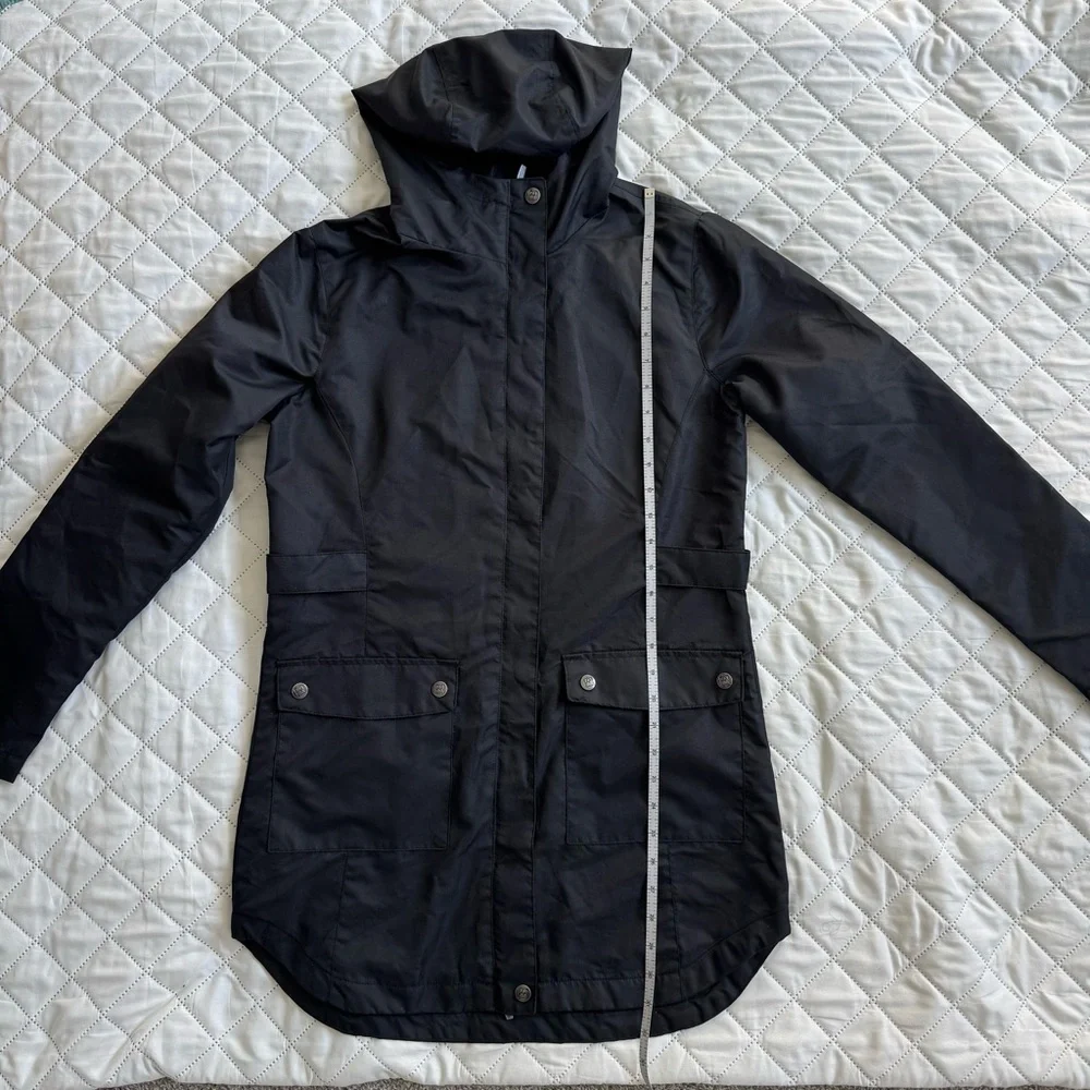 Avalanche Women’s Hooded Rain Jacket Black Lightweight Outdoor Hiking Coat Sz S